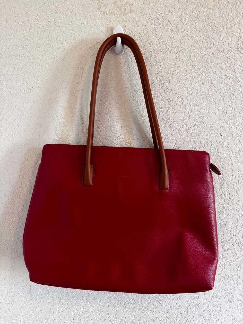 Toleblanc Paris Red Leather Tote Shoulder Bag